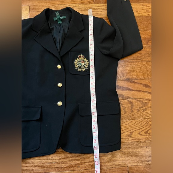 VTG- RALPH LAUREN Black 100% Wool Gold Button Crest Crown Patch Blazer Sz 12P - Picture 15 of 15